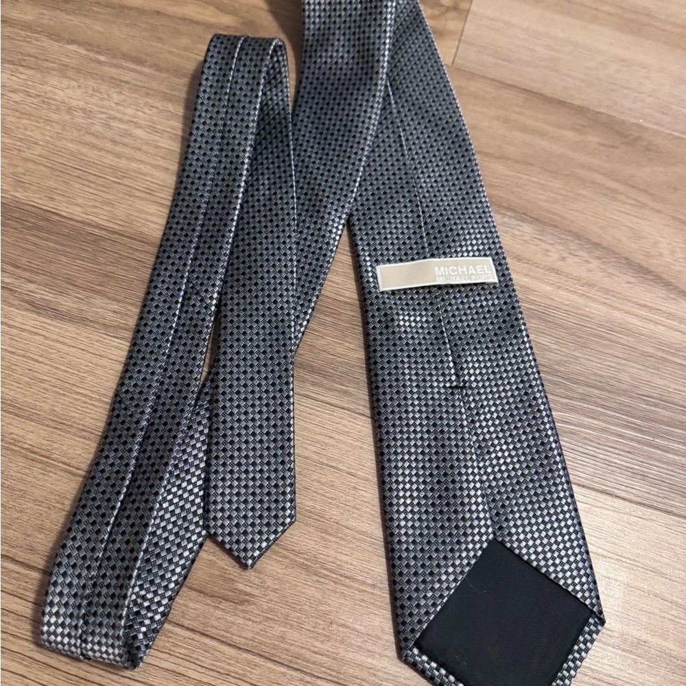 Michael Kors Black and Gray Checkered Tie